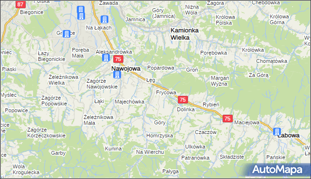 mapa Frycowa, Frycowa na mapie Targeo