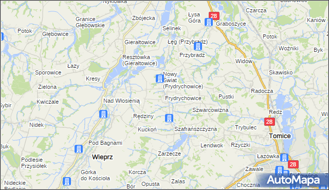 mapa Frydrychowice, Frydrychowice na mapie Targeo