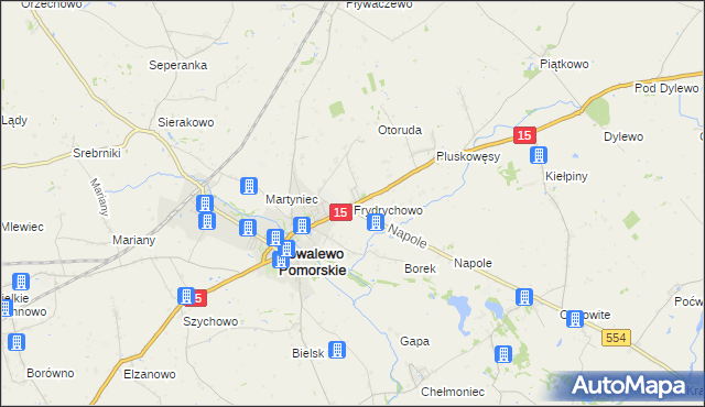 mapa Frydrychowo gmina Kowalewo Pomorskie, Frydrychowo gmina Kowalewo Pomorskie na mapie Targeo