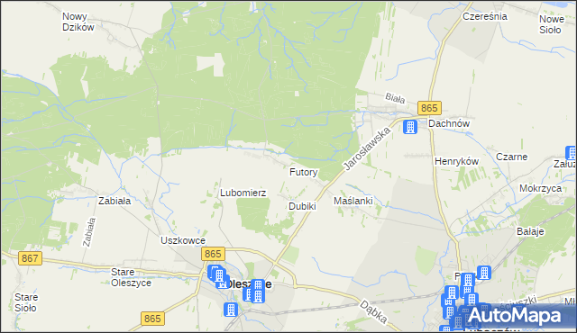 mapa Futory, Futory na mapie Targeo