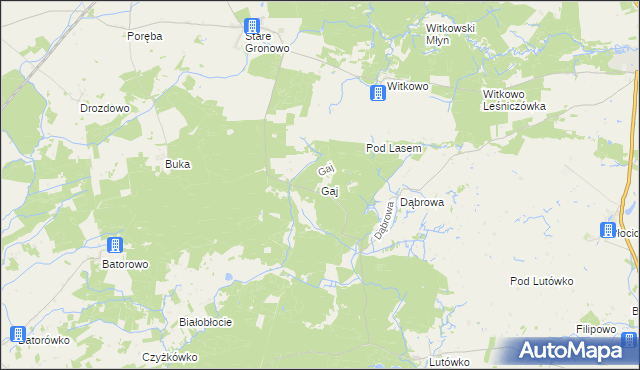 mapa Gaj gmina Sępólno Krajeńskie, Gaj gmina Sępólno Krajeńskie na mapie Targeo