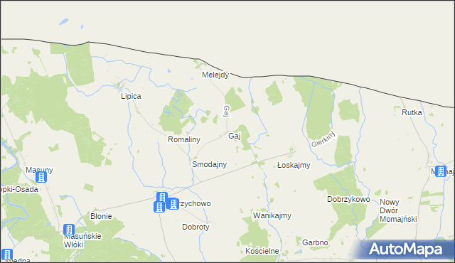 mapa Gaj gmina Sępopol, Gaj gmina Sępopol na mapie Targeo