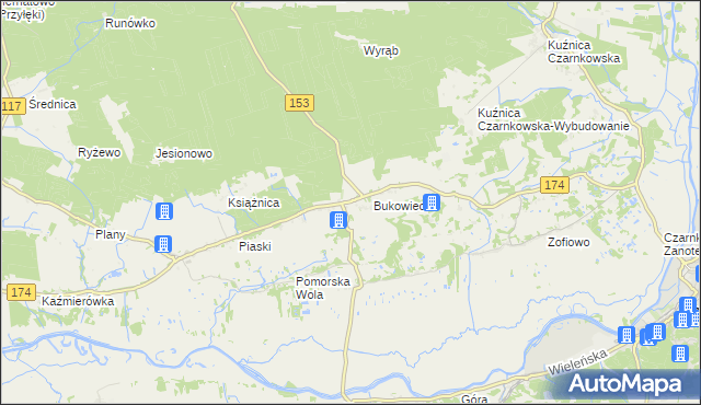 mapa Gajewo gmina Czarnków, Gajewo gmina Czarnków na mapie Targeo