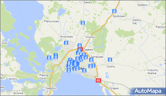 mapa Gajewo gmina Giżycko, Gajewo gmina Giżycko na mapie Targeo