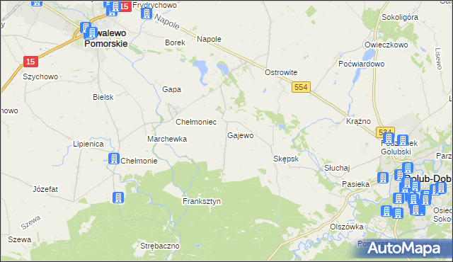 mapa Gajewo gmina Golub-Dobrzyń, Gajewo gmina Golub-Dobrzyń na mapie Targeo
