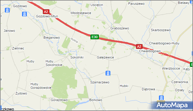 mapa Gałęzewice, Gałęzewice na mapie Targeo