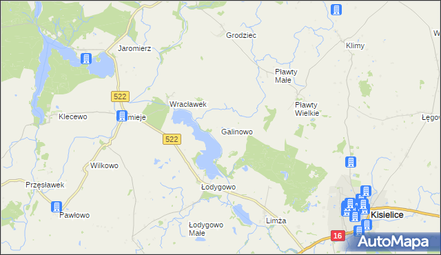 mapa Galinowo, Galinowo na mapie Targeo