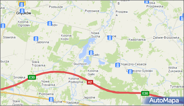 mapa Gałki gmina Grębków, Gałki gmina Grębków na mapie Targeo