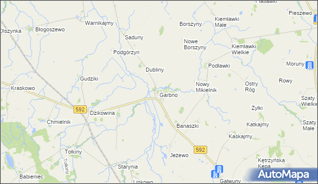 mapa Garbno gmina Korsze, Garbno gmina Korsze na mapie Targeo