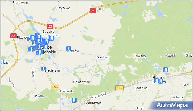 mapa Gardzko, Gardzko na mapie Targeo