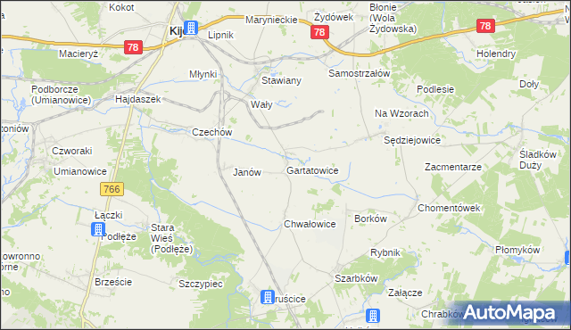 mapa Gartatowice, Gartatowice na mapie Targeo