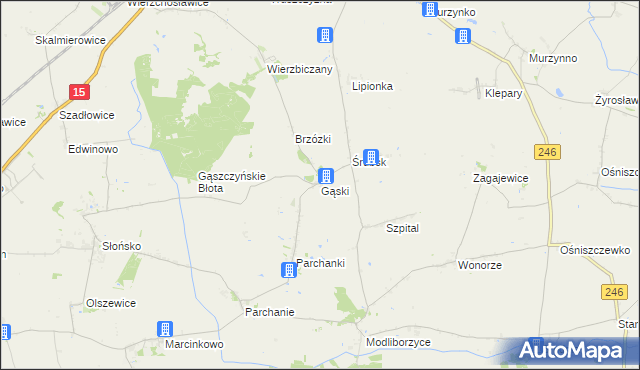 mapa Gąski gmina Gniewkowo, Gąski gmina Gniewkowo na mapie Targeo