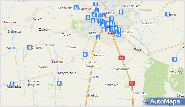 mapa Gaszyn, Gaszyn na mapie Targeo