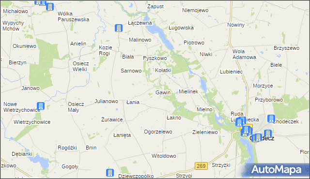 mapa Gawin, Gawin na mapie Targeo