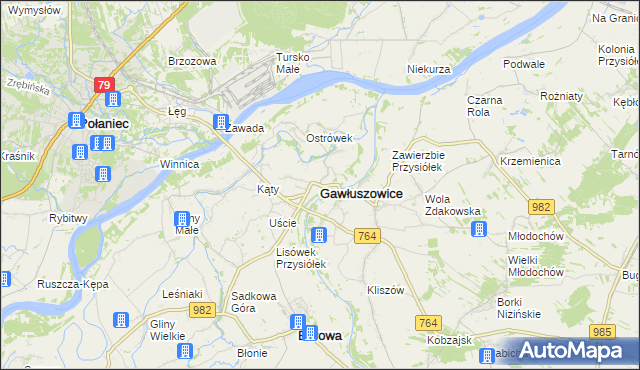 mapa Gawłuszowice, Gawłuszowice na mapie Targeo