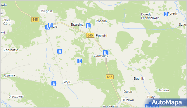 mapa Gawrychy, Gawrychy na mapie Targeo