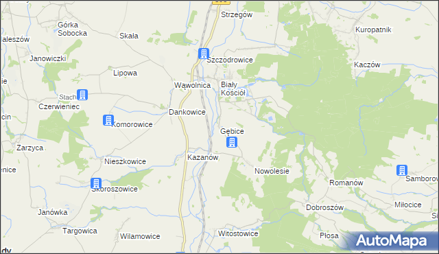 mapa Gębice gmina Strzelin, Gębice gmina Strzelin na mapie Targeo