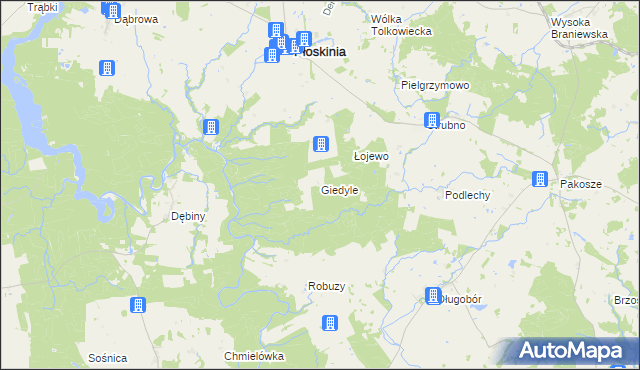 mapa Giedyle, Giedyle na mapie Targeo