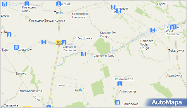 mapa Giełczew-Doły, Giełczew-Doły na mapie Targeo