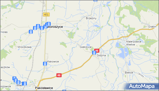 mapa Giełczyce, Giełczyce na mapie Targeo