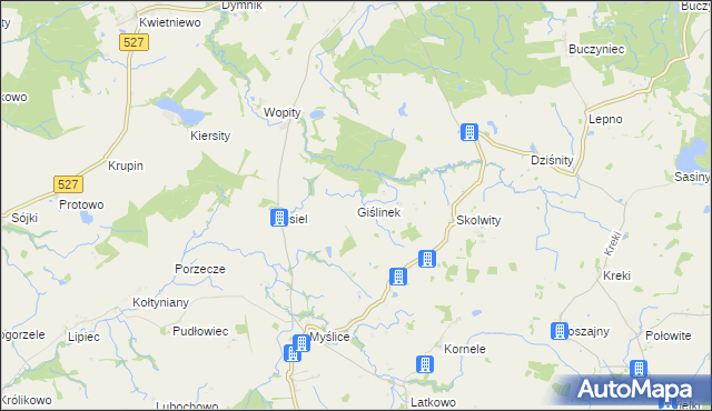 mapa Giślinek, Giślinek na mapie Targeo