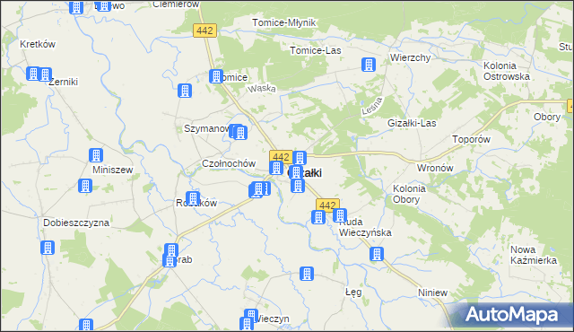 mapa Gizałki, Gizałki na mapie Targeo