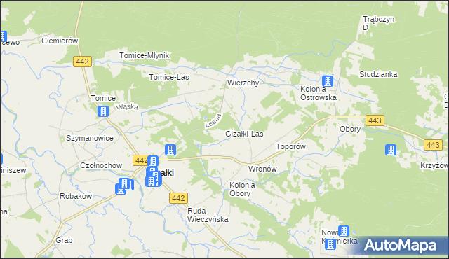 mapa Gizałki-Las, Gizałki-Las na mapie Targeo