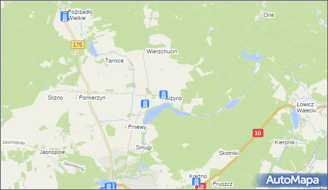 mapa Giżyno gmina Kalisz Pomorski, Giżyno gmina Kalisz Pomorski na mapie Targeo