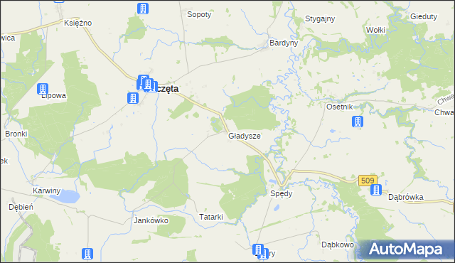 mapa Gładysze, Gładysze na mapie Targeo