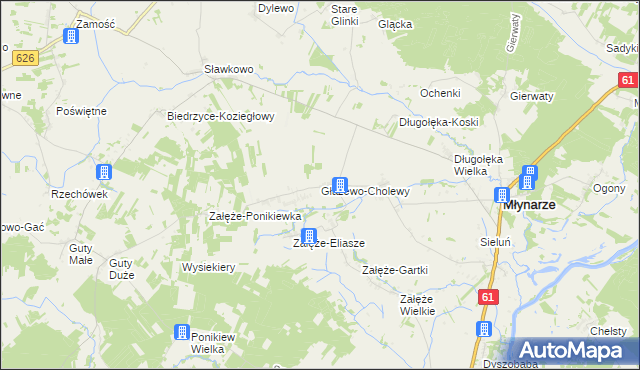 mapa Głażewo-Cholewy, Głażewo-Cholewy na mapie Targeo