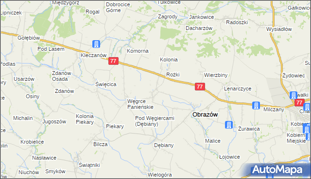 mapa Głazów gmina Obrazów, Głazów gmina Obrazów na mapie Targeo