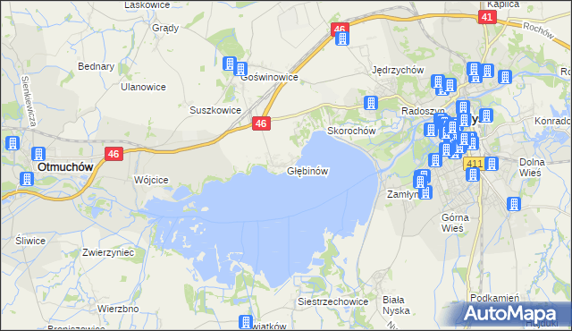 mapa Głębinów, Głębinów na mapie Targeo