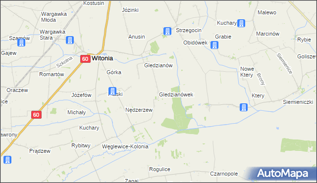 mapa Gledzianówek, Gledzianówek na mapie Targeo