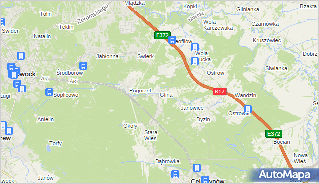 mapa Glina gmina Celestynów, Glina gmina Celestynów na mapie Targeo
