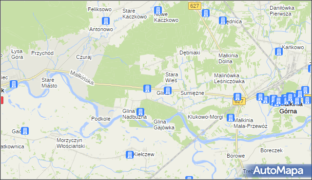 mapa Glina gmina Małkinia Górna, Glina gmina Małkinia Górna na mapie Targeo