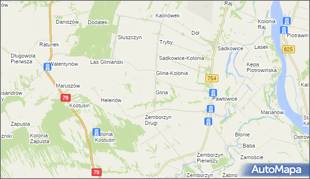 mapa Glina gmina Solec nad Wisłą, Glina gmina Solec nad Wisłą na mapie Targeo