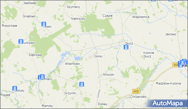 mapa Glinki gmina Radziłów, Glinki gmina Radziłów na mapie Targeo
