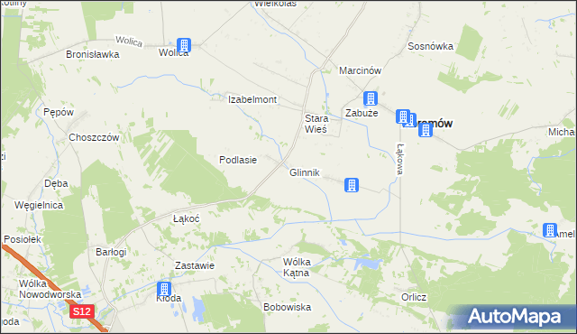 mapa Glinnik gmina Abramów, Glinnik gmina Abramów na mapie Targeo
