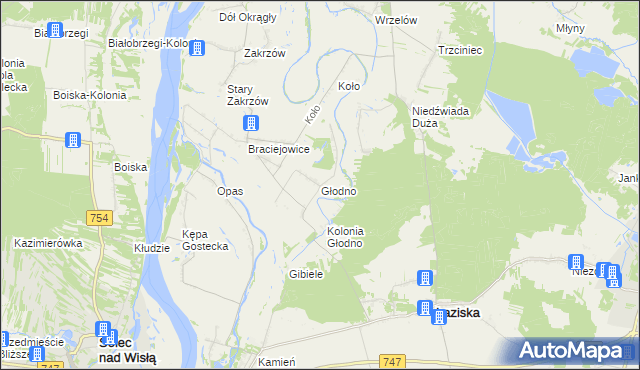 mapa Głodno gmina Łaziska, Głodno gmina Łaziska na mapie Targeo