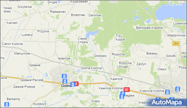 mapa Głodowo gmina Golina, Głodowo gmina Golina na mapie Targeo