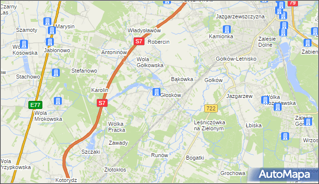mapa Głosków gmina Piaseczno, Głosków gmina Piaseczno na mapie Targeo