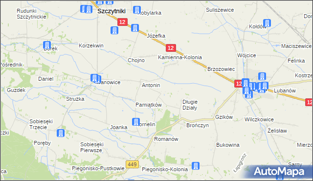 mapa Główczyn gmina Szczytniki, Główczyn gmina Szczytniki na mapie Targeo