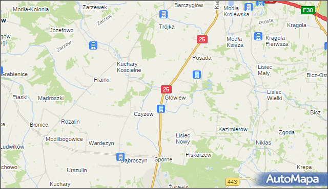 mapa Główiew, Główiew na mapie Targeo