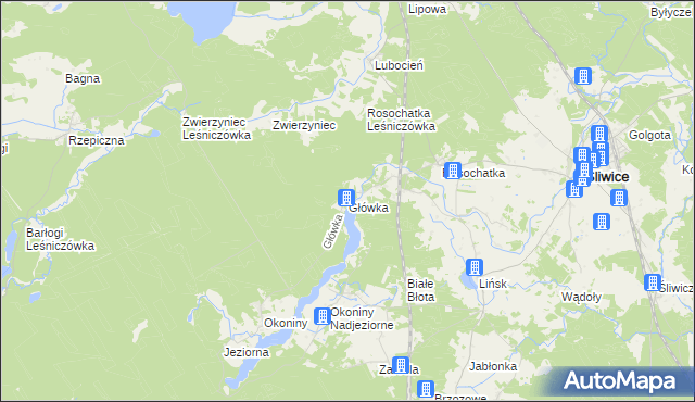 mapa Główka gmina Śliwice, Główka gmina Śliwice na mapie Targeo