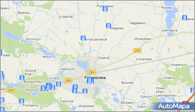 mapa Główna gmina Pobiedziska, Główna gmina Pobiedziska na mapie Targeo