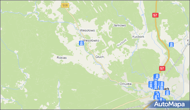mapa Głuch, Głuch na mapie Targeo