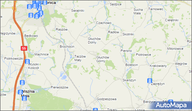 mapa Głuchów Górny, Głuchów Górny na mapie Targeo