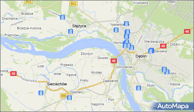 mapa Głusiec, Głusiec na mapie Targeo
