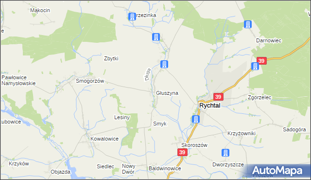 mapa Głuszyna gmina Namysłów, Głuszyna gmina Namysłów na mapie Targeo