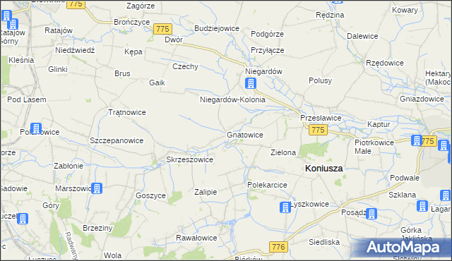 mapa Gnatowice, Gnatowice na mapie Targeo